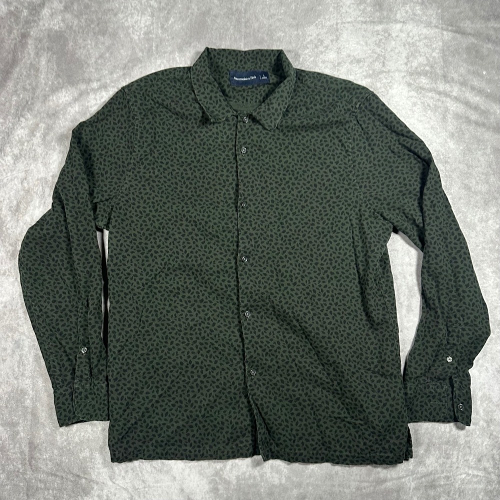 Abercrombie & Fitch Womens Large Cheetah Print Long Sleeve Button Down Shirt